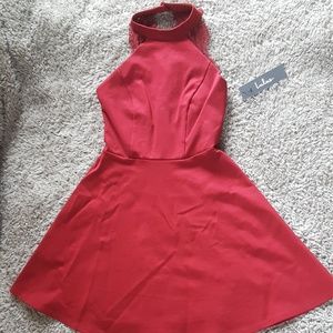 Red formal dress with lace detailing-New With Tags